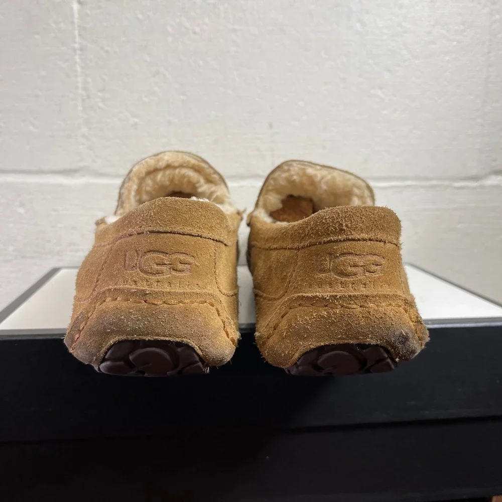 UGG Australia Ascot Brown Suede Shearling Moccasin‎ Slippers Men's 11 US/10 UK